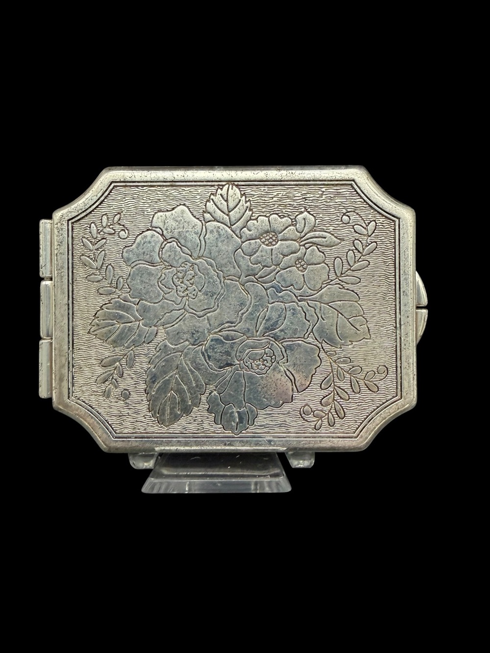 Brighton Tapestry Floral Compact Mirror Silver Plated Double Mirror